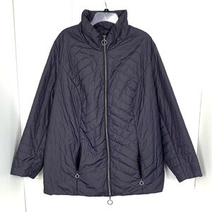 Ulla Popken Women Size 24/26 Packable Puffer Coat Full Zip Poly Fill Lightweight